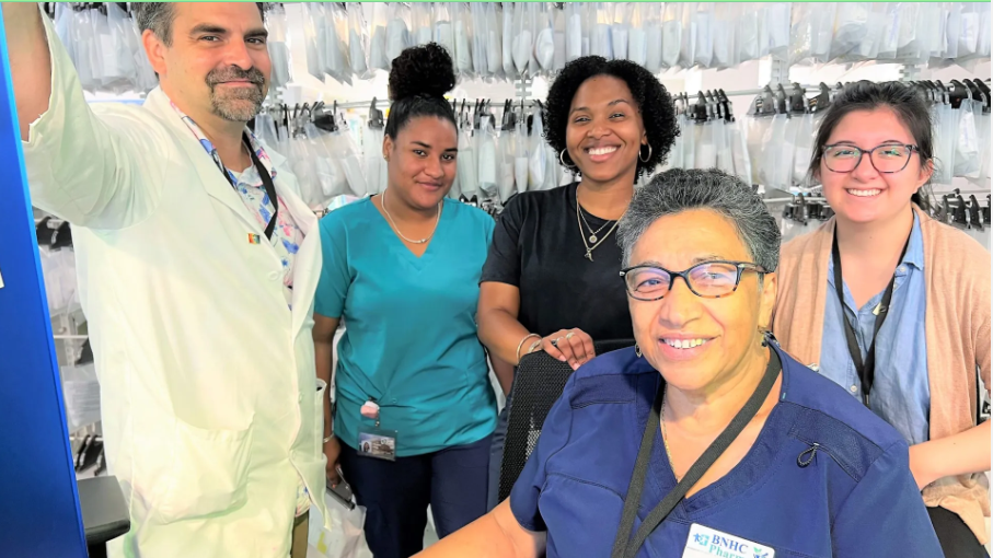 Brockton Neighborhood Health Center Pharmacy staff in will-call area